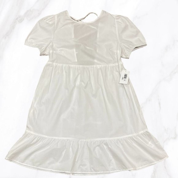 Tash+Sophie Women's White Puff Sleeve Back Lace Up Dress, Size M - Picture 3 of 7